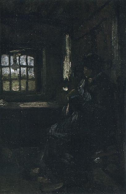 Картина Ван Гога Крестьянка штопающая чулки 1885